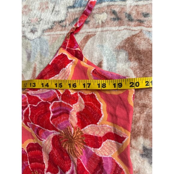Loft Red Floral Linen/Viscose Midi/Maxi Dress Womens 6P Beachy Flowy - Picture 4 of 12